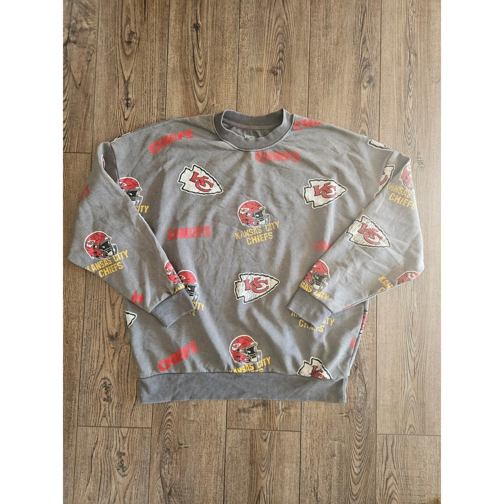 Kansas city chiefs Gameday couture Sweatshirt Gray Women's Size M oversized